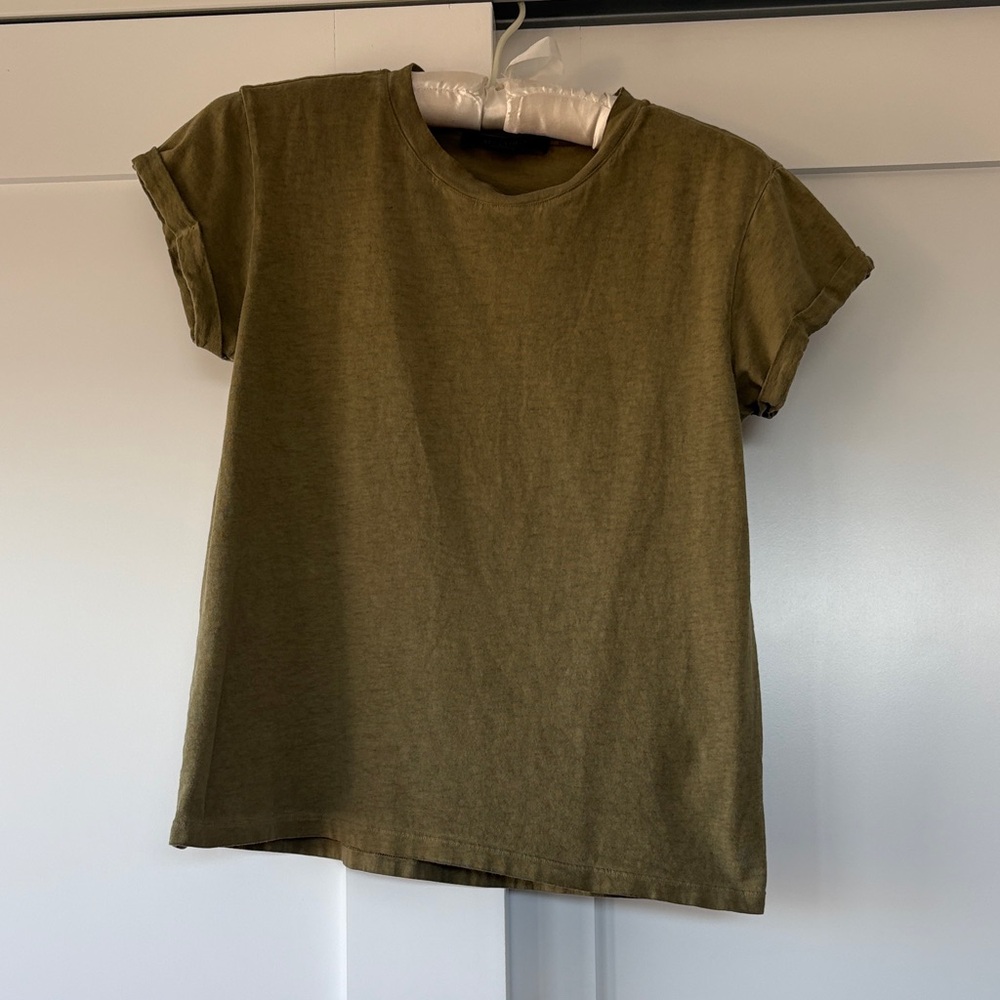 Allsaints Olive Green Garment Dyed T-Shirt
